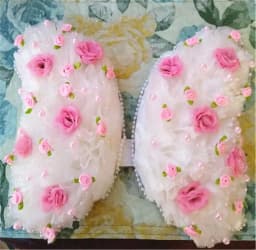 2M Pink Rose Pearl Beaded Leaf Garland Ribbon Wedding Gift Wrapping DIY Craft Accessory, Christmas Tree Holiday Party Decor