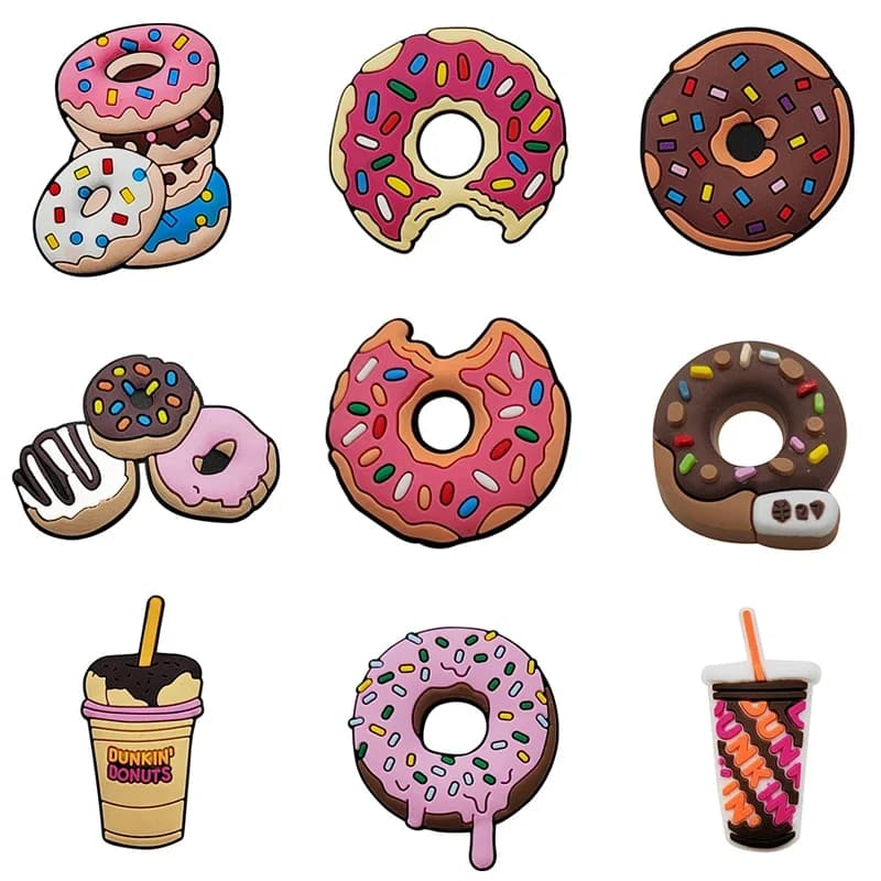 Cute Doughnut Shoe Charms Pin for Crocs Accessories Charms Clogs Bubble Slides Shoe DIY Shoe Decoration Buckle Party Gifts