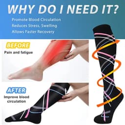 3Pairs Compression Socks Women Men Knee Stocking 20-30mmHg Edema Diabetes Varicose Veins Nurse Compression Socks Running Sock