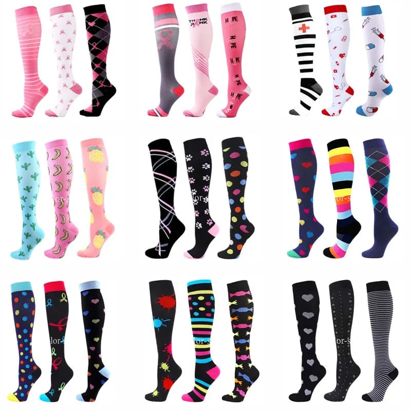 3Pairs Compression Socks Women Men Knee Stocking 20-30mmHg Edema Diabetes Varicose Veins Nurse Compression Socks Running Sock