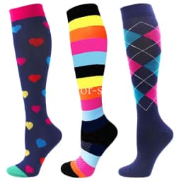 3Pairs Compression Socks Women Men Knee Stocking 20-30mmHg Edema Diabetes Varicose Veins Nurse Compression Socks Running Sock
