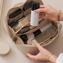 Portable Large Capacity Makeup Travel Cosmetic Bag Organizer with Brushes Slots Dividers Multifunction Storage Case