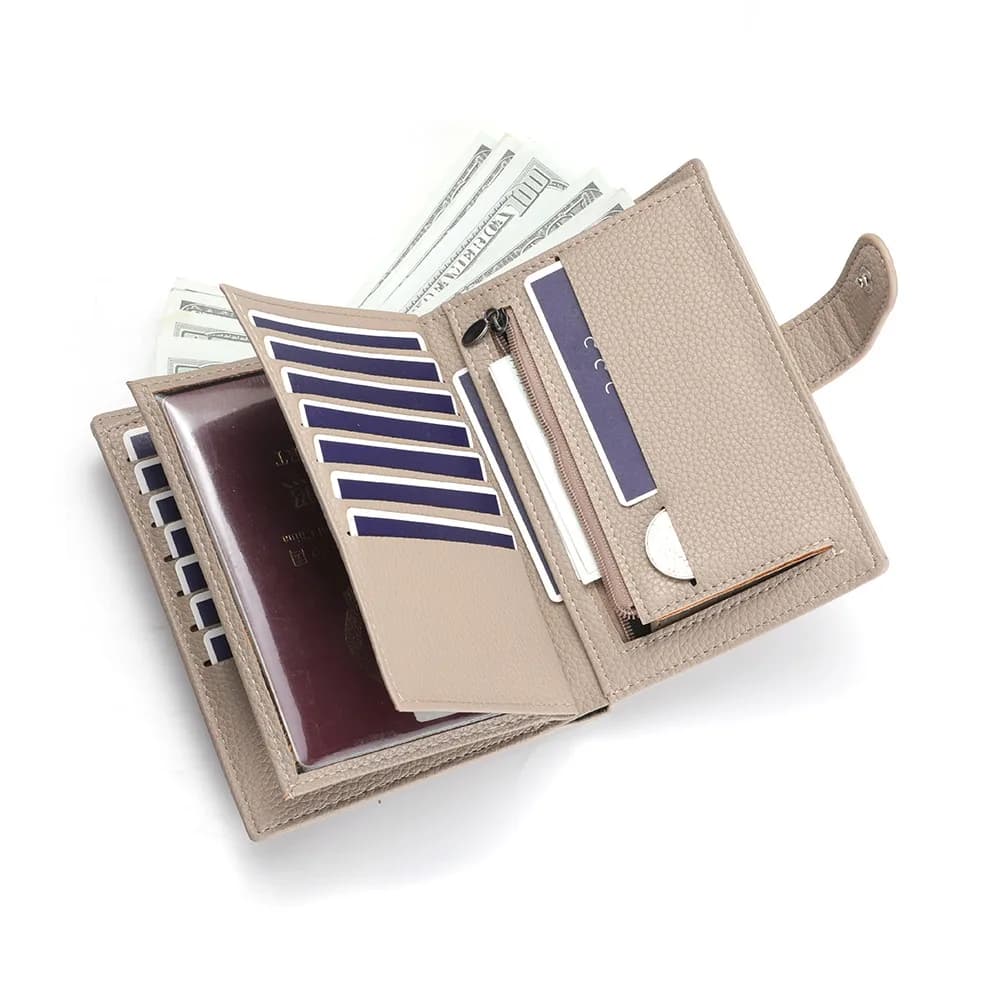 Men's And Women's PU Leather Wallet Travel Passport Wallet Multi Card Slot Credit Card Holder Wallet Travel Accessories