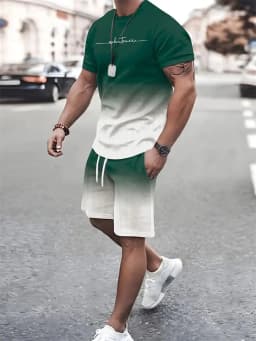 New Men's Outfit Summer Short Sleeve T Shirt Set Fashion 2 Piece Sportwear 3D Printed Casual Shorts Sweatshirt Men's Tracksuit