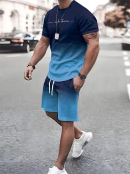 New Men's Outfit Summer Short Sleeve T Shirt Set Fashion 2 Piece Sportwear 3D Printed Casual Shorts Sweatshirt Men's Tracksuit