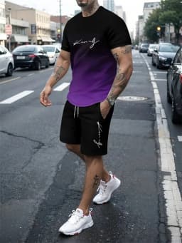 New Men's Outfit Summer Short Sleeve T Shirt Set Fashion 2 Piece Sportwear 3D Printed Casual Shorts Sweatshirt Men's Tracksuit