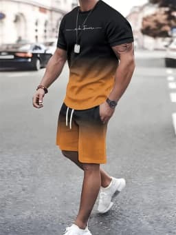 New Men's Outfit Summer Short Sleeve T Shirt Set Fashion 2 Piece Sportwear 3D Printed Casual Shorts Sweatshirt Men's Tracksuit