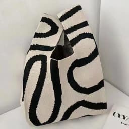 Fashion Handmade Knit Handbags Women Mini Knot Wrist Bag Korean Casual Tote Bag Reusable Shopping Bags