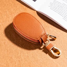 Portable Keychain Wallet for Men Women Large-Capacity Double Zipper Key Pouch Bag Suede Leather Key Case Unisex Coin Purse