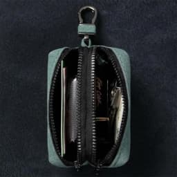 Portable Keychain Wallet for Men Women Large-Capacity Double Zipper Key Pouch Bag Suede Leather Key Case Unisex Coin Purse
