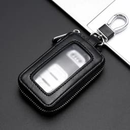 Portable Keychain Wallet for Men Women Large-Capacity Double Zipper Key Pouch Bag Suede Leather Key Case Unisex Coin Purse