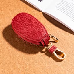 Portable Keychain Wallet for Men Women Large-Capacity Double Zipper Key Pouch Bag Suede Leather Key Case Unisex Coin Purse