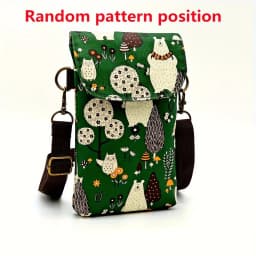Cute Cat Animal Print Crossbody Bag, Kawaii Fabric Phone Purse, Small Shoulder Bag With Adjustable Strap  Purses and Handbags