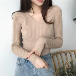 Korean Spring V Neck Sweater Knitted Fashion Sweaters 2026 Slim Winter Tops For Women Pullover Jumper Pull Femme Truien Dames