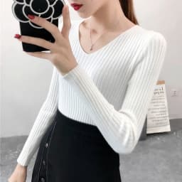 Korean Spring V Neck Sweater Knitted Fashion Sweaters 2026 Slim Winter Tops For Women Pullover Jumper Pull Femme Truien Dames