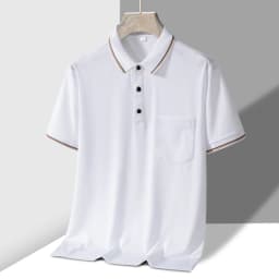 TFETTERS Polo Mens Tshirt for Dady Short Sleeve Turn Down Collar Business Anti-wrinkle Real Pocket Design Polo Shirt Man
