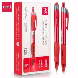 12Pcs Set deli Ballpen Retractable Gel Pens Black Blue Ink 0.5mm Ballpoint Replaceable Refills Office School Supplies Stationery