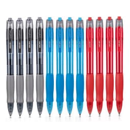 12Pcs Set deli Ballpen Retractable Gel Pens Black Blue Ink 0.5mm Ballpoint Replaceable Refills Office School Supplies Stationery