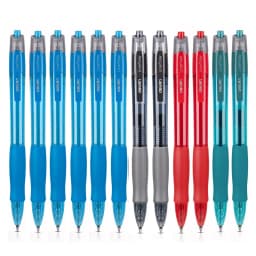 12Pcs Set deli Ballpen Retractable Gel Pens Black Blue Ink 0.5mm Ballpoint Replaceable Refills Office School Supplies Stationery