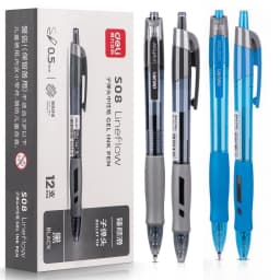 12Pcs Set deli Ballpen Retractable Gel Pens Black Blue Ink 0.5mm Ballpoint Replaceable Refills Office School Supplies Stationery