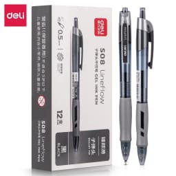 12Pcs Set deli Ballpen Retractable Gel Pens Black Blue Ink 0.5mm Ballpoint Replaceable Refills Office School Supplies Stationery
