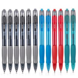 12Pcs Set deli Ballpen Retractable Gel Pens Black Blue Ink 0.5mm Ballpoint Replaceable Refills Office School Supplies Stationery