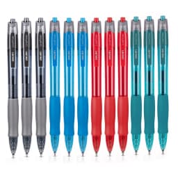 12Pcs Set deli Ballpen Retractable Gel Pens Black Blue Ink 0.5mm Ballpoint Replaceable Refills Office School Supplies Stationery