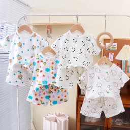 New Summer Children Clothes Pajama Set Soft Solid Color Comfortable Clothing Kids Girls Boys Pajamas Sleepwear