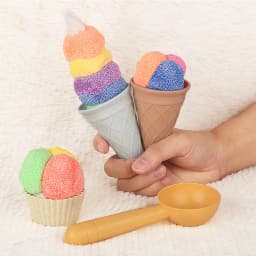 4-Piece Set Beige Cakeembry Play House Toy Beach Ice Cream Tube Digging Spoon Cakes Embryo Set Plastic Ice Cream Cup Beach Toy