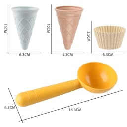 4-Piece Set Beige Cakeembry Play House Toy Beach Ice Cream Tube Digging Spoon Cakes Embryo Set Plastic Ice Cream Cup Beach Toy