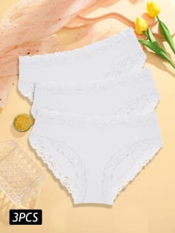 3PCS/Set Sexy Lace Cotton Panties for Women Flroal Lace Seamless Briefs Low Rise Lingerie Female Breathable Soft Underwear S-XL