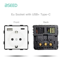 BSEED 1/2/3Gang 1/2Way Wall Button Switch Wall Power Socket Electrical Outlets Part Glass Frame DIY Module Part Free Combination