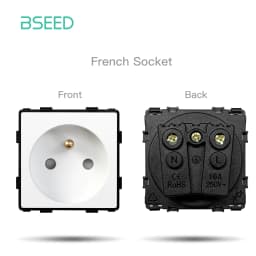 BSEED 1/2/3Gang 1/2Way Wall Button Switch Wall Power Socket Electrical Outlets Part Glass Frame DIY Module Part Free Combination