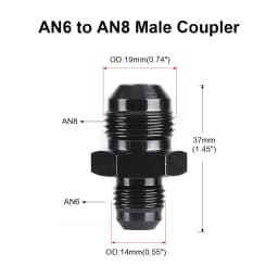Oil Fuel Hose End Adapter an Straight AN Male To AN Male Coupler AN4 AN6 AN8 AN10 Fittings Aluminum Male Flare AN8 Fitting
