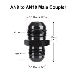 Oil Fuel Hose End Adapter an Straight AN Male To AN Male Coupler AN4 AN6 AN8 AN10 Fittings Aluminum Male Flare AN8 Fitting