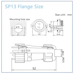 SP13 Waterproof Connector IP68 1/2/3/4/5/6/7/9 Pin Cable Connectors Male/Female Plug And Socket Nut/Flange/Docking