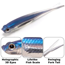 Dr.Fish 5/6pcs Fishing Soft Lure Plastic Saltwater Fork Tail Drop Shot Silicone Soft Bait Worm Bass Trout Pike Walleye Weedless