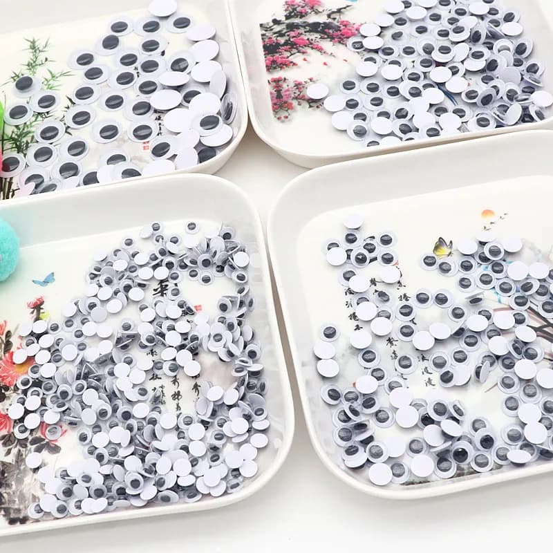 Black and White Self-adhesive Doll Eyes Wiggly Googly EyesDIY Creative Activities Eye Accessories Adhesive 6/8/10/12/15mm