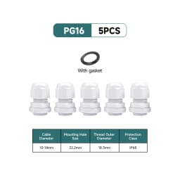 5/10Pcs Waterproof Cable Gland Nylon IP68 PG7 PG9 PG11 PG13.5 PG16 For 3-14mm Cable Wire Lock Nut Connector Joint White