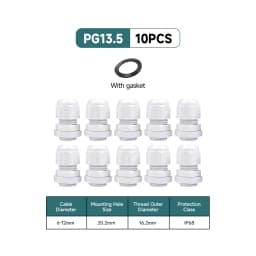 5/10Pcs Waterproof Cable Gland Nylon IP68 PG7 PG9 PG11 PG13.5 PG16 For 3-14mm Cable Wire Lock Nut Connector Joint White