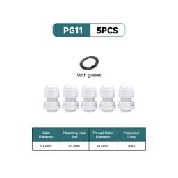 5/10Pcs Waterproof Cable Gland Nylon IP68 PG7 PG9 PG11 PG13.5 PG16 For 3-14mm Cable Wire Lock Nut Connector Joint White
