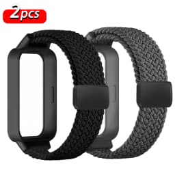 Magnetic Braided Strap+Case for Xiaomi Smart Mi Band 9 8 Active Accessories Sport Nyon Loop Bracelet+Cover Correa Redmi Band 3 2