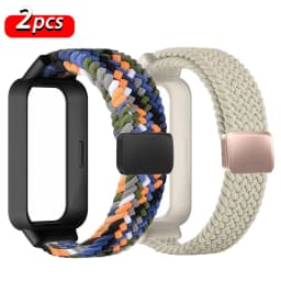 Magnetic Braided Strap+Case for Xiaomi Smart Mi Band 9 8 Active Accessories Sport Nyon Loop Bracelet+Cover Correa Redmi Band 3 2