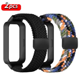Magnetic Braided Strap+Case for Xiaomi Smart Mi Band 9 8 Active Accessories Sport Nyon Loop Bracelet+Cover Correa Redmi Band 3 2