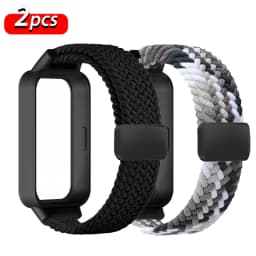 Magnetic Braided Strap+Case for Xiaomi Smart Mi Band 9 8 Active Accessories Sport Nyon Loop Bracelet+Cover Correa Redmi Band 3 2