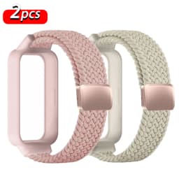 Magnetic Braided Strap+Case for Xiaomi Smart Mi Band 9 8 Active Accessories Sport Nyon Loop Bracelet+Cover Correa Redmi Band 3 2
