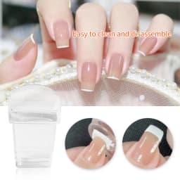 LULAA Square Nail Art Stamps Transparent Silicone French Nail Stamps with Scraper Pattern Board Suitable for DIY at Home