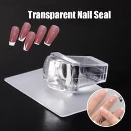 LULAA Square Nail Art Stamps Transparent Silicone French Nail Stamps with Scraper Pattern Board Suitable for DIY at Home