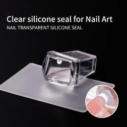 LULAA Square Nail Art Stamps Transparent Silicone French Nail Stamps with Scraper Pattern Board Suitable for DIY at Home