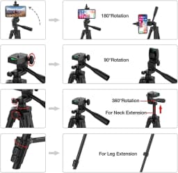 Extendable Phone Tripod Stand Universal Phone Camera Tripod Aluminum Alloy Travel Live Tripods For iPhone Canon Nikon DSLR SLR